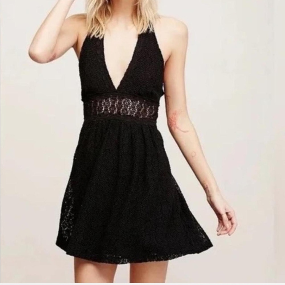 🖤Free People “So Sweetly” Black Crochet Dress Size 2 Good Condition 🖤